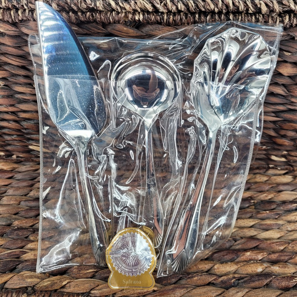 Heritage Mint SAFRANO 18/10 Stainless Steel Serving Set Plume Tip Glossy new